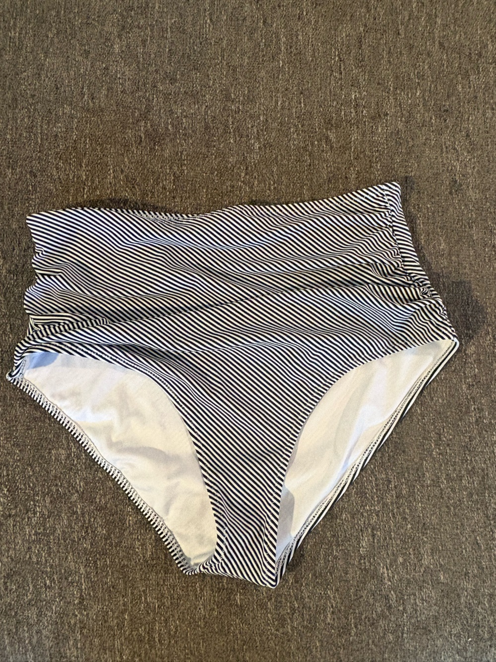 Cupshe Black and White High-Waist Striped Bikini Bottom
